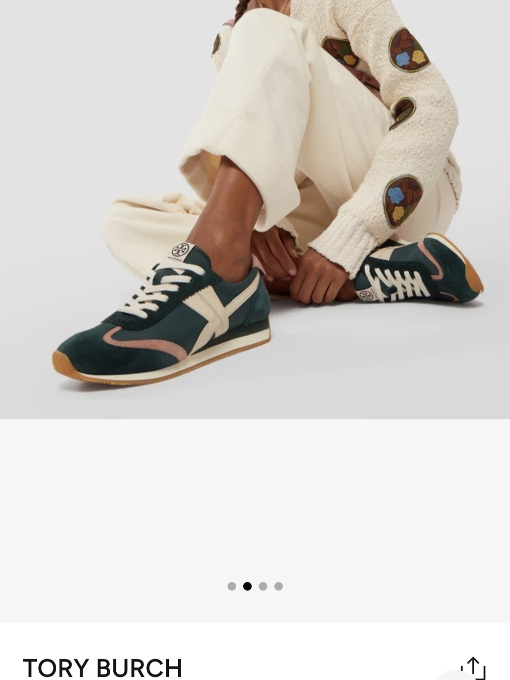 Tory Burch Teal Suede Sneakers with Pink Accents